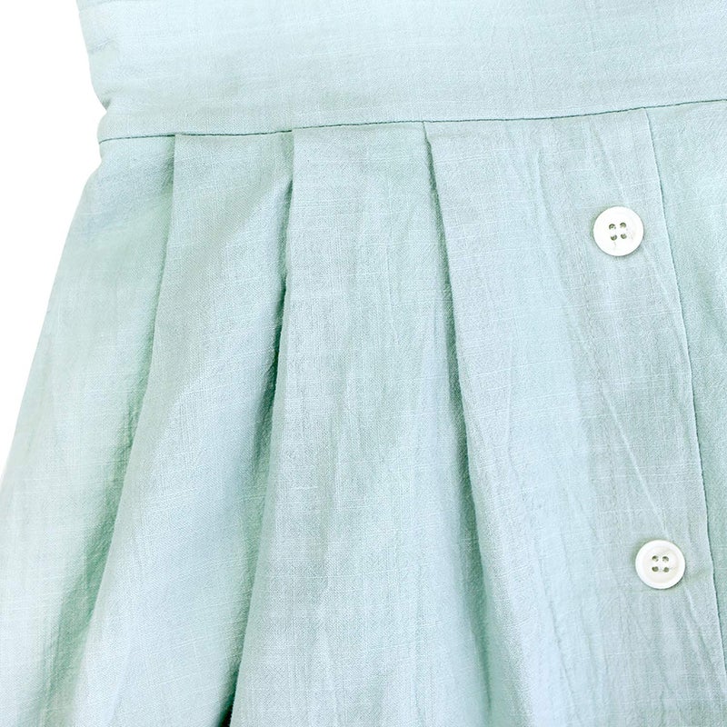 ECOWISH Women 2024 Summer Dresses Tie Front V-Neck Spaghetti Strap Button Down A-Line Backless Swing Midi Dress 809 Light Green M - Image 4